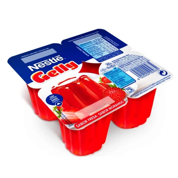 NESTLÉ Gelatina con sabor a fresa, elaborada sin gluten NESTLÉ Gelly 4 x 90 g. - 0.36 kg - Imagen del producto en Findit