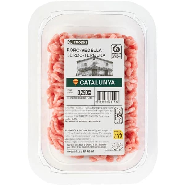 Preparado de cerdo-ternera burger meat EROSKI, bandeja 250 g - 0.25 kg - Imagen del producto en Findit