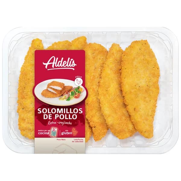 Bandeja con solomillos de pollo con empanado extra crujiente ALDELÍS - 1 ud - Imagen del producto en Findit