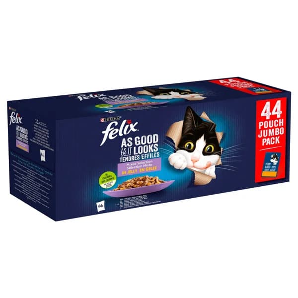 PURINA Felix Alimentación para gato húmeda en bolsa 44 uds 85 g. - 3 kg - Imagen del producto en Findit