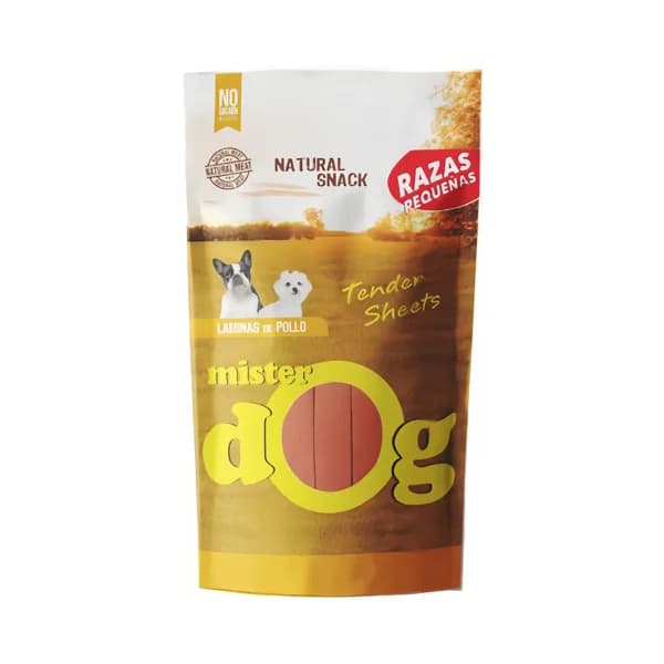 MISTER DOG Tender sheets  Snacks naturales para perros de raza pequeña  de sabor a pollo 700 g. - 0.07 kg - Imagen del producto en Findit