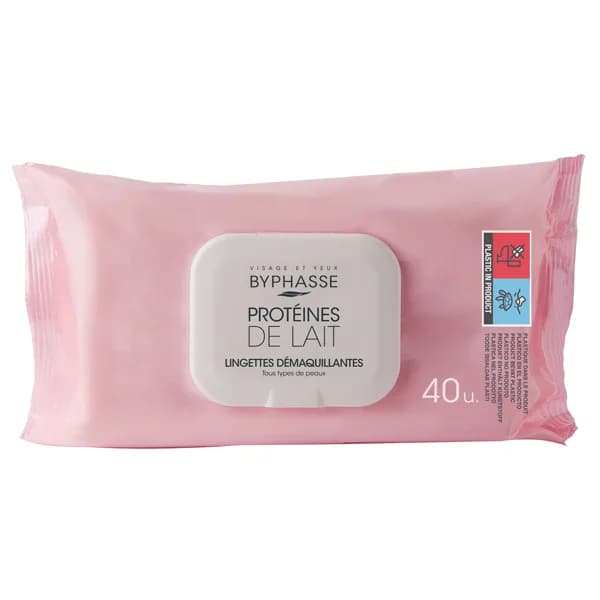 BYPHASSE Toallitas desmaquillantes con proteínas de leche, para todo tipo de pieles BYPHASSE 40 uds. - 1 ud - Imagen del producto en Findit