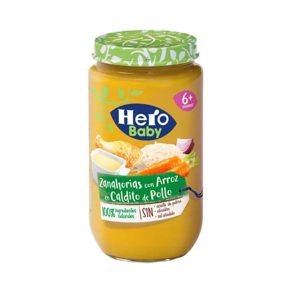 HERO Baby Tarrito con textura suave de zanahorias con arroz en caldito de pollo, a partir de 6 meses 235 g. - 0.25 kg - Imagen del producto en Findit