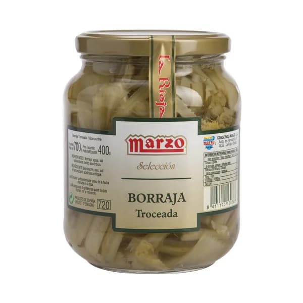 MARZO Borraja troceada al natural frasco de 780 g. - 0.78 kg - Imagen del producto en Findit