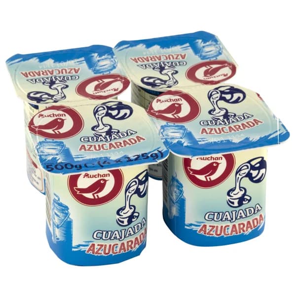AUCHAN Cuajada natural azucarada 4 x 125 g. Producto Alcampo - 0.5 kg - Imagen del producto en Findit
