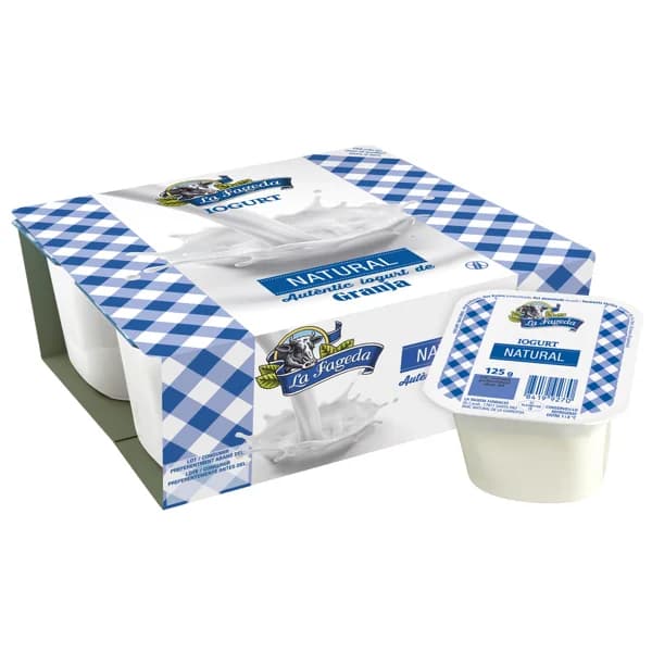 LA FAGEDA Yogur natural elaborado sin gluten 4 x 125 g. - 0.5 kg - Imagen del producto en Findit