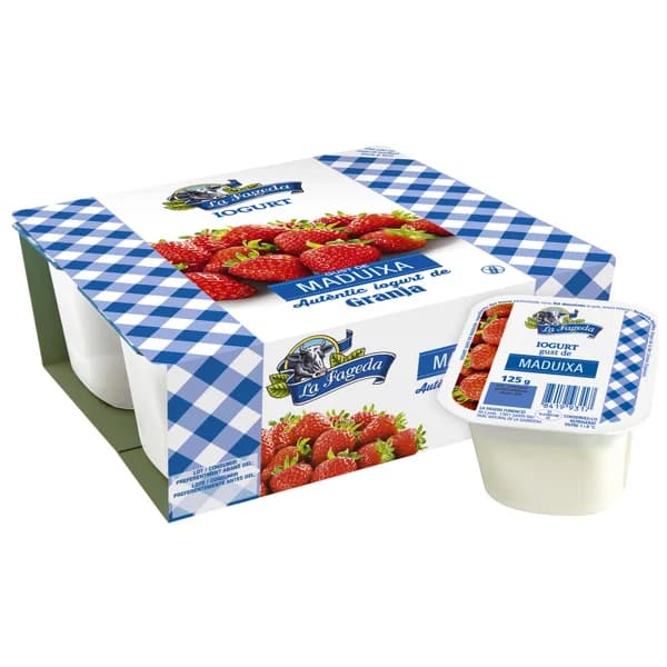 LA FAGEDA Yogur con sabor a fresa, elaborado sin gluten  4 x 125 g. - 0.5 kg - Imagen del producto en Findit