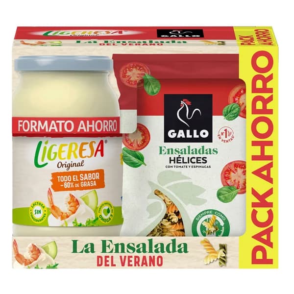 LIGERESA Salsa fina 425 ml + helices vegetal gallo 250 g gratis - 0.43 l - Imagen del producto en Findit