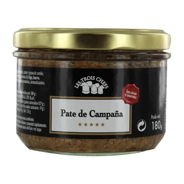 LES TROIS CHEFS Paté de campaña LES TROIS CHEFS 180 g - 0.18 kg - Imagen del producto en Findit