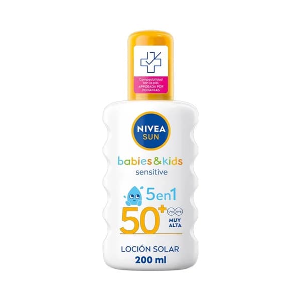 NIVEA Sun babies & kids sensitive Protector (loción) solar infantil 5 en 1 con FPS 50+ (muy alto) 200 ml. - 0.2 l - Imagen del producto en Findit