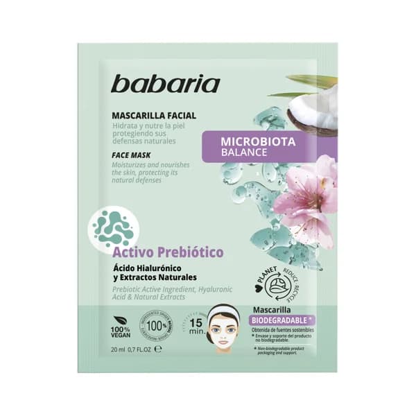 BABARIA Microbiota balance.Mascarilla facial biodegradable, nutritiva e hidratante - 1 ud - Imagen del producto en Findit