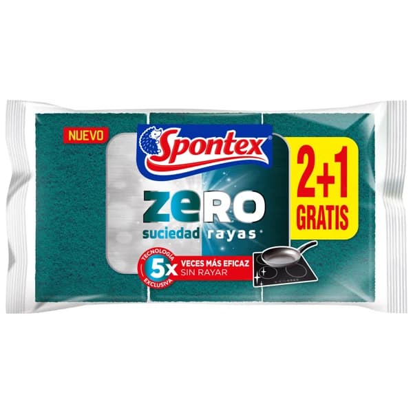 SPONTEX Estropajos no rayan zERO SUCIEDAD spontex 2 + 1 UDS. - 1 ud - Imagen del producto en Findit