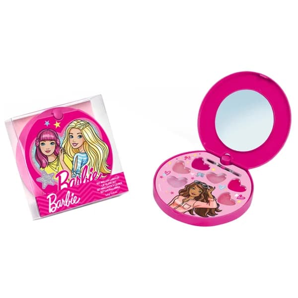 BARBIE Polvera con espejo, aplicador y diferentes brillos de labios. - 1 ud - Imagen del producto en Findit