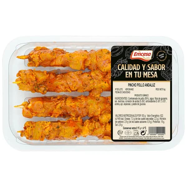 EMCESA Bandeja con pinchos de pollo marinados al estilo andaluz 300 g. - 0.3 kg - Imagen del producto en Findit