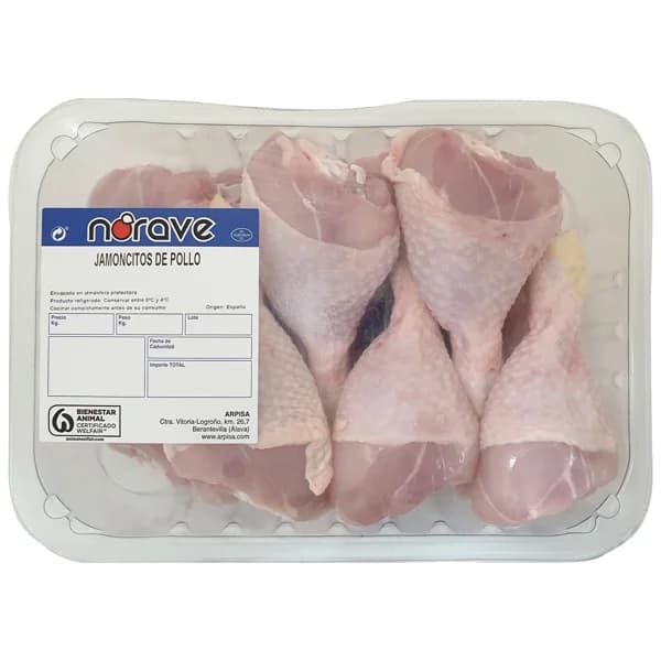 NORAVE Jamoncitos de pollo blanco con piel Bandeja. - 1 ud - Imagen del producto en Findit
