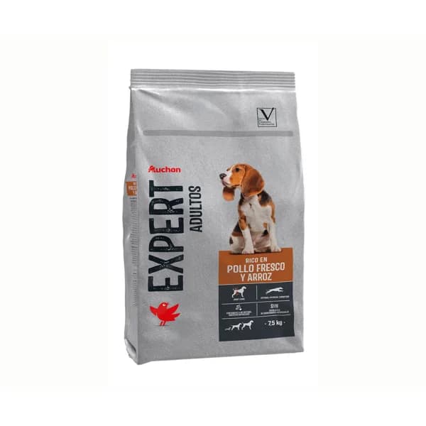 PRODUCTO ALCAMPO Pienso premium para perros a base de pollo y arroz AUCHAN EXPERT saco de 7,5 kg. - 7.5 kg - Imagen del producto en Findit