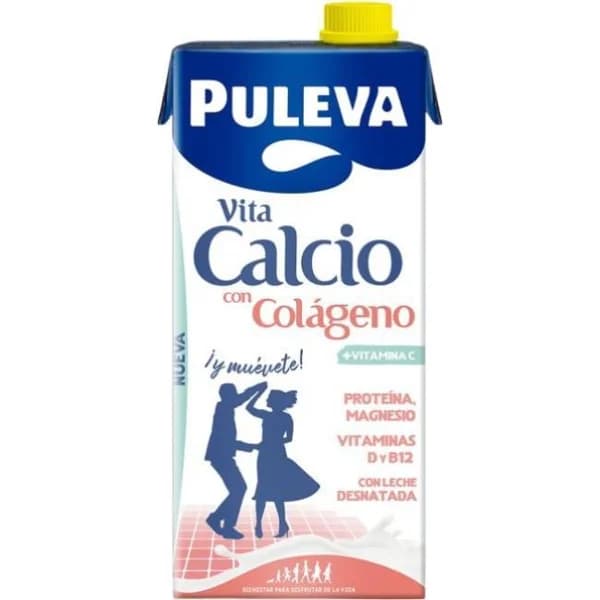 Leche con calcio y colágeno desnatada PULEVA, brik 1 litro - 1 l - Imagen del producto en Findit