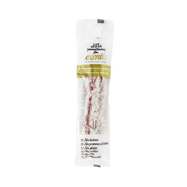 CAN DURAN Longaniza extra reserva, elaborada sin gluten, ni lactosa, ni soja Exentis 280 g. - 0.28 kg - Imagen del producto en Findit