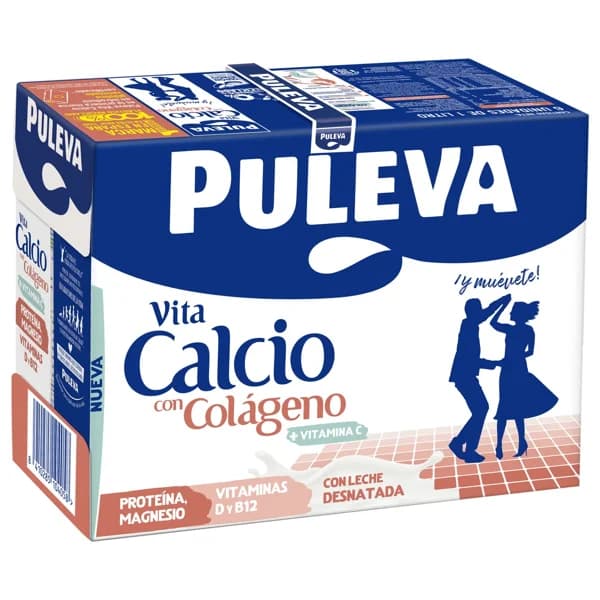 PULEVA Vita Calcio Preparado lácteo desnatado con calcio y colágeno 6 x 1 l. - 6 l - Imagen del producto en Findit