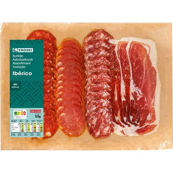 Surtido de productos ibéricos EROSKI, sobre 120 g - 0.12 kg - Imagen del producto en Findit