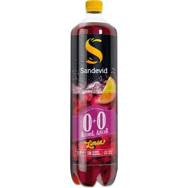 Tinto verano limón 0 alcoho-azúcar SANDEVID, botella 1,5 litros - 1.5 l - Imagen del producto en Findit