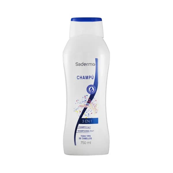 SADERMO Champú 3 en 1 (champú, champú anticaspa y acondicionador) para todo tipo de cabellos 750 ml. - 0.75 l - Imagen del producto en Findit