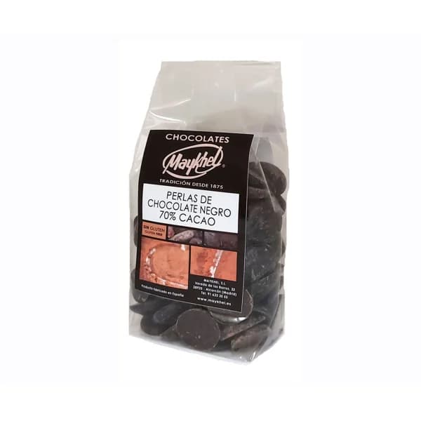 MAYKHEL Perlas de chocolate negro 70% cacao 150 gr. - 0.15 kg - Imagen del producto en Findit
