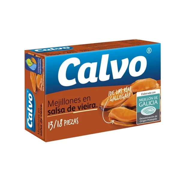 CALVO Mejillones salsa de vieira 13/18 piezas 65 g. - 0.07 kg - Imagen del producto en Findit