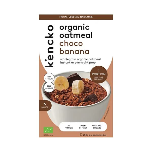 KENCKO Copos de avena ecológicos instantáneos con chocolate y frutas deshidratadas 6 x 43 g. - 0.26 kg - Imagen del producto en Findit