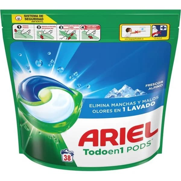 Detergente en cápsulas ARIEL ALPES, bolsa 38 dosis - 38 ud - Imagen del producto en Findit