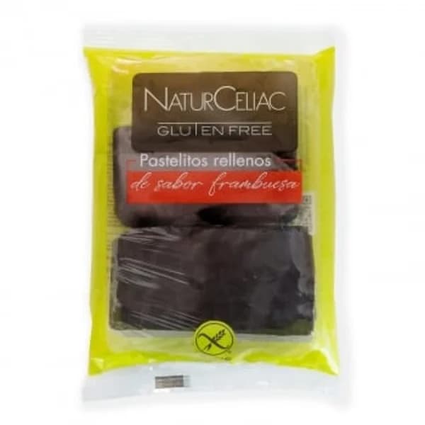 Pastelitos rellenos de frambuesa con cobertura de cacao Naturceliac sin gluten pack de 2 unidades de 60 g. - 0.12 kg - Imagen del producto en Findit