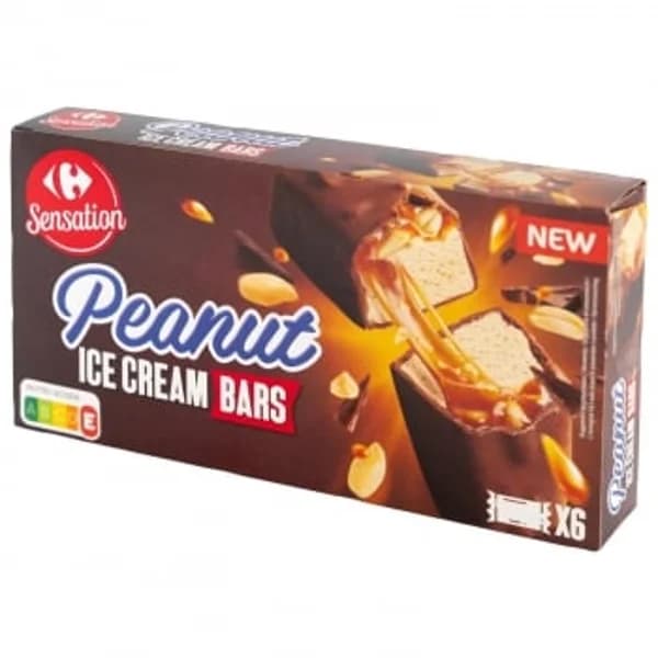 Helado de barrita de cacahuete con cobertura de chocolate con leche Carrefour Sensation 6 uds. - 6.02 ud - Imagen del producto en Findit