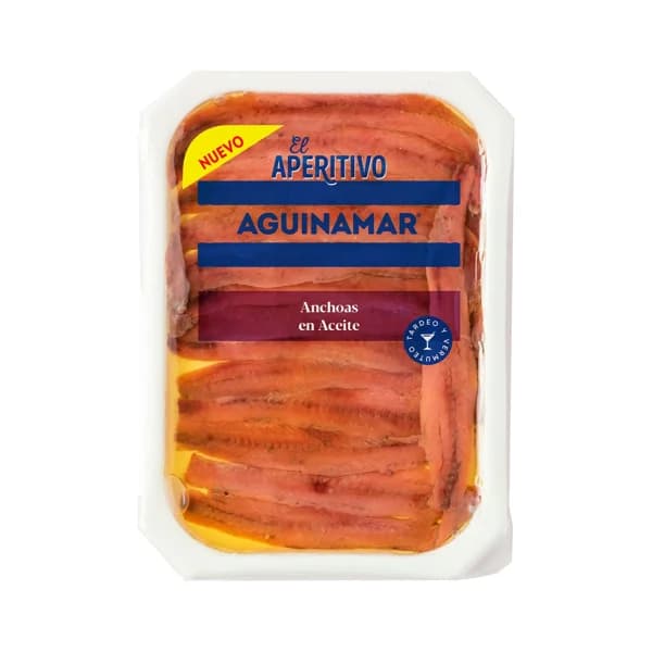 AGUINAMAR Bandeja de anchoa en aceite vegetal y de oliva 60g - 0.08 kg - Imagen del producto en Findit