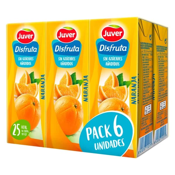 DISFRUTA Bebida zumo de naranja exprimida sin azúcar 200 ml x 6 - 0.2 l - Imagen del producto en Findit