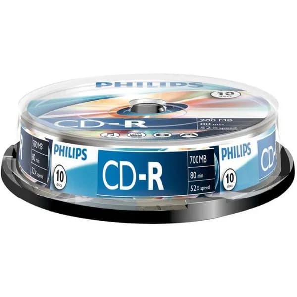 CD-R grabables, 700 MB, 80 minutos, 52x PHILIPS, pack 10 uds - 1 ud - Imagen del producto en Findit