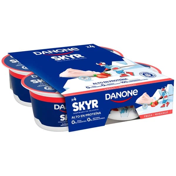 DANONE Skyr de fresa con alto contenido en proteína y 0% materia grasa 4 x 100 g. - 0.4 kg - Imagen del producto en Findit