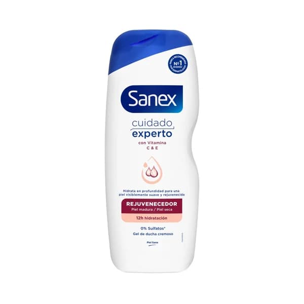 SANEX Cuidado experto rejuvenecedor Gel cremoso hidratación profunda, para pieles maduras y / o secas 600 ml. - 0.6 l - Imagen del producto en Findit