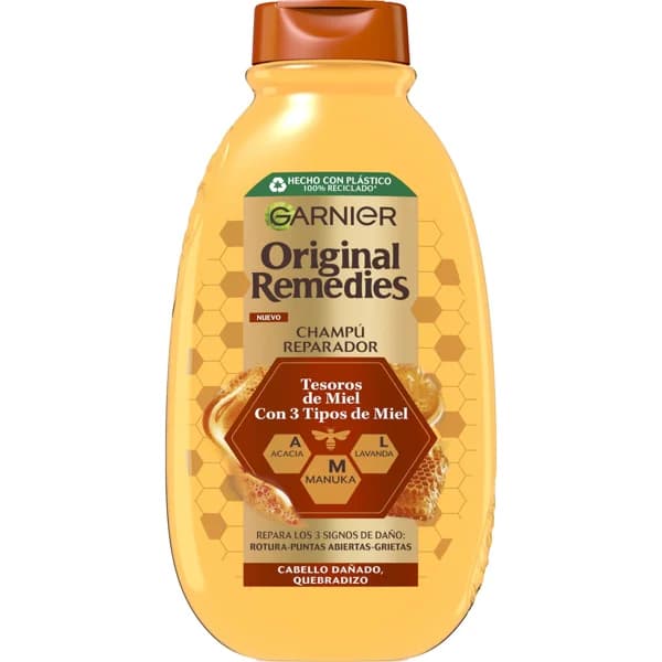 Champú Reconstituyente Cabello Dañado Tesoros Miel - 0.4 l - Imagen del producto en Findit