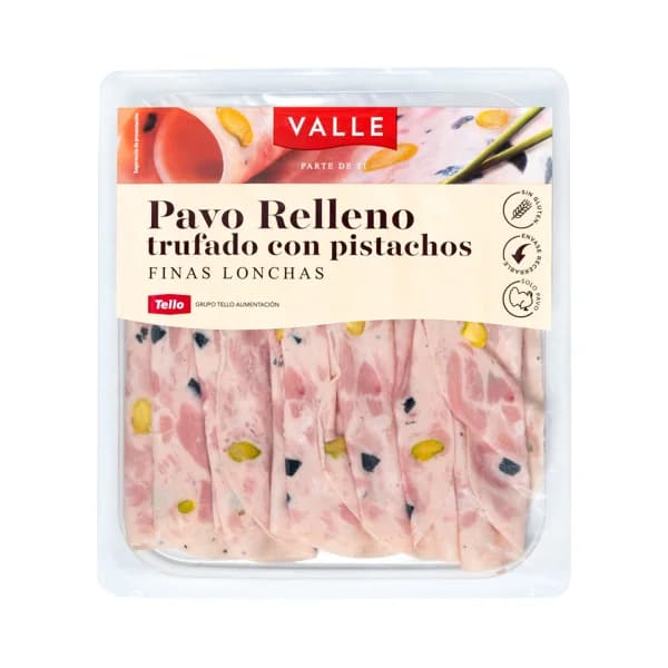 VALLE Pavo relleno trufado con pistachos, cortado en finas lonchas VALLE 120 g. - 0.12 kg - Imagen del producto en Findit