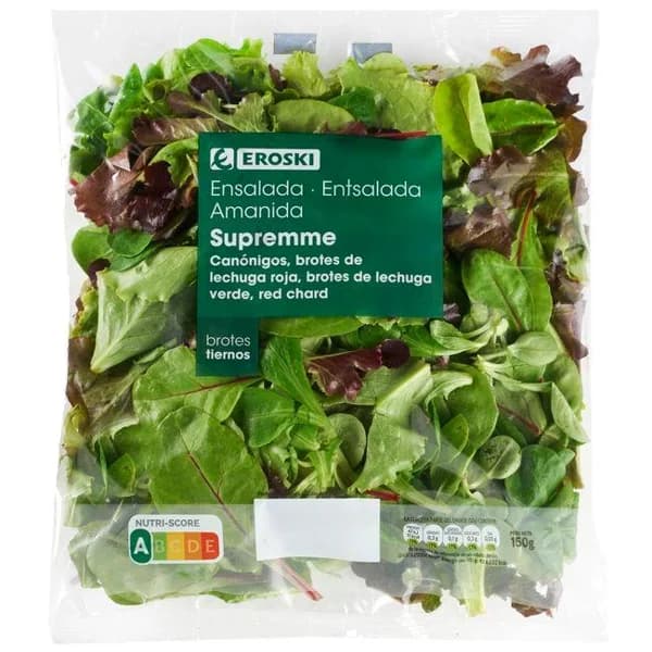 Ensalada Supremme Maxi EROSKI, bolsa 150 g - 0.15 kg - Imagen del producto en Findit