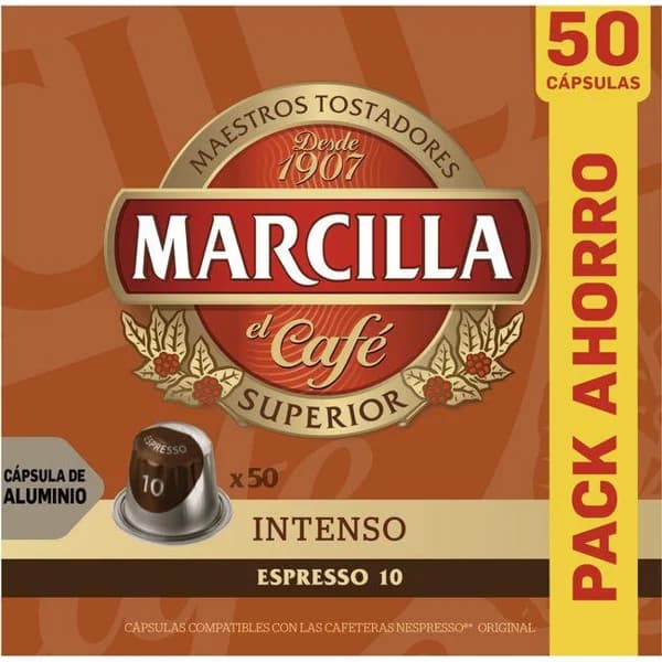 Café intenso compatible con Nespresso MARCILLA, caja 50 uds - 50 ud - Imagen del producto en Findit