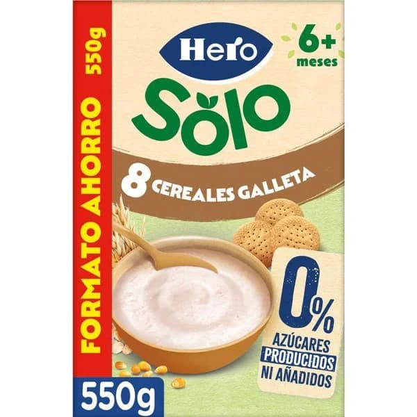 Papilla 8 cereales galleta bio HERO, caja 550 g - 0.55 kg - Imagen del producto en Findit