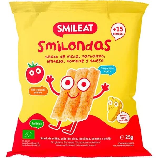 Smilondas de tomate y queso SMILEAT, bolsa 25 g - 0.03 kg - Imagen del producto en Findit
