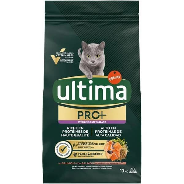 Alimento de salmón para gatos esterilizado ULTIMA, saco 1,1 kg - 1.1 kg - Imagen del producto en Findit