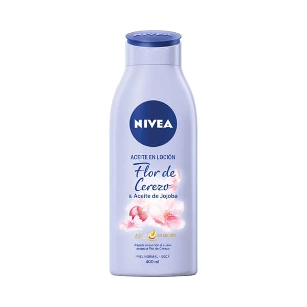 NIVEA Aceite en loción corporal flor de cerezo y aceite de jojoba,  para pieles normales y secas 400 ml. - 0.4 l - Imagen del producto en Findit