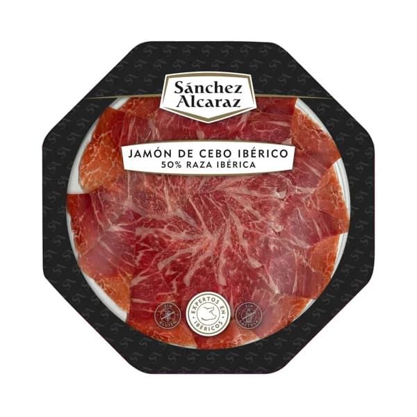 SÁNCHEZ ALCARAZ Jamón de cebo ibérico (50% raza ibérica), cortado en prácticas tapas 90 g. - 0.09 kg - Imagen del producto en Findit