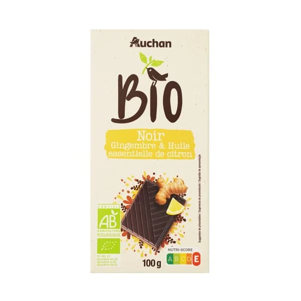 PRODUCTO ALCAMPO Bio Tableta de chocolate negro (60% cacao) con jenjibre y esencia de limón 100 g. - 0.1 kg - Imagen del producto en Findit