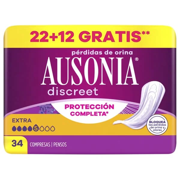 AUSONIA Discreet Compresas extra para perdidas de orina 34 uds. - 1 ud - Imagen del producto en Findit