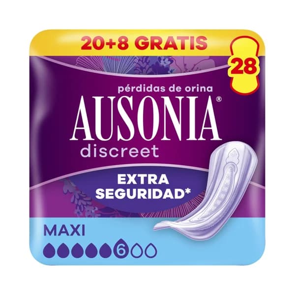 AUSONIA Discreet Compresas maxi para perdidas de orina 28 uds. - 1 ud - Imagen del producto en Findit