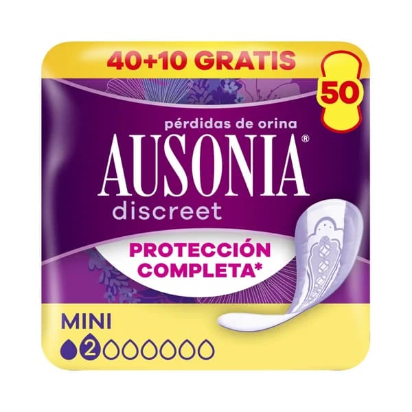 AUSONIA Discreet Compresas mini para perdidas de orina 50 uds. - 1 ud - Imagen del producto en Findit